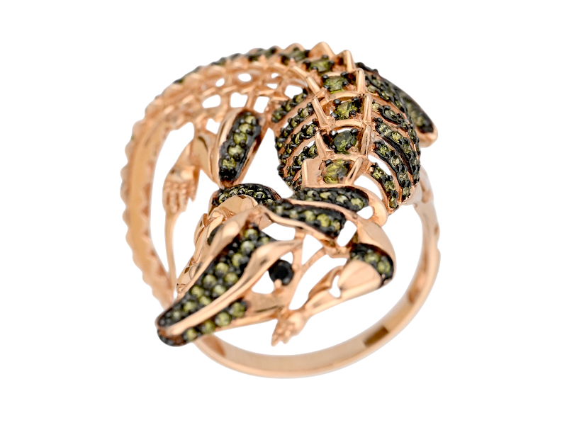 Золотое кольцо в виде "Крокодила" 18.5р. 1