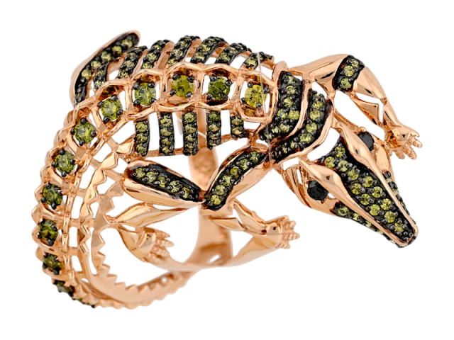 Золотое кольцо в виде "Крокодила" 18.5р. 0