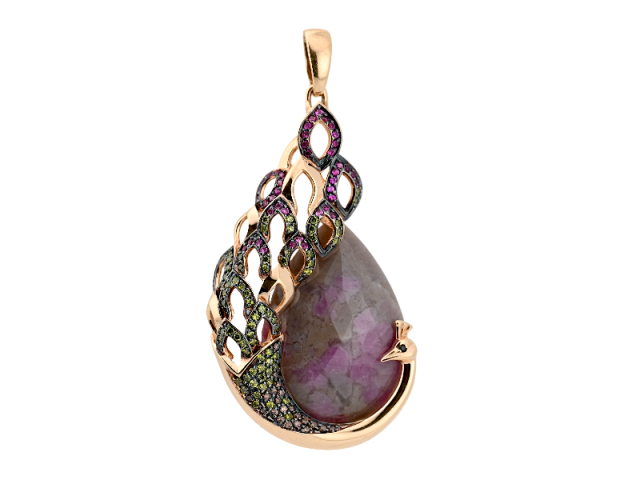 Золотая подвеска Павлин 0