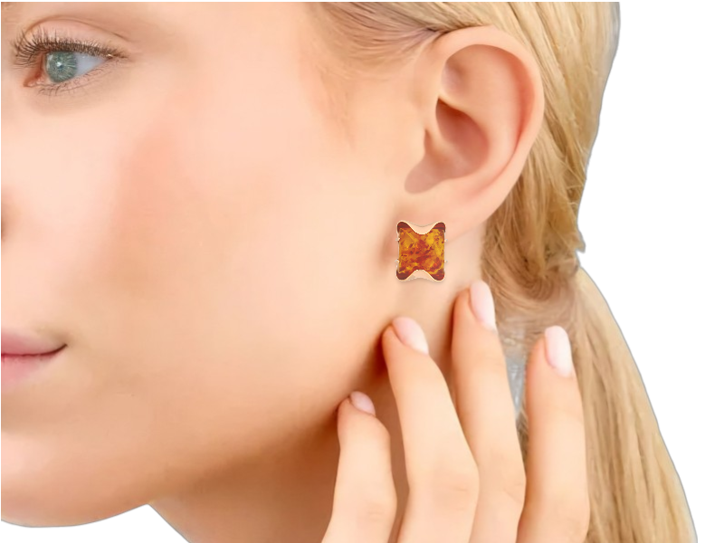 Золотые серьги с янтарем 2