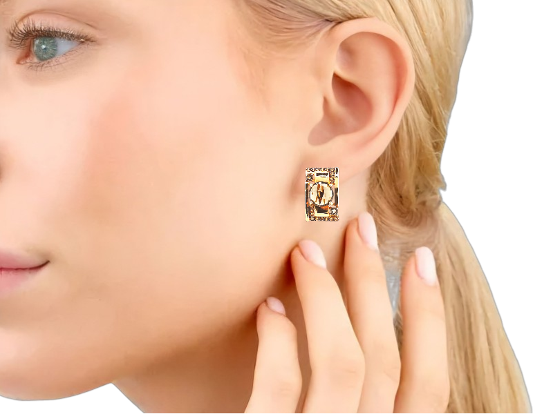 Золотые серьги с Раухтопазом 2