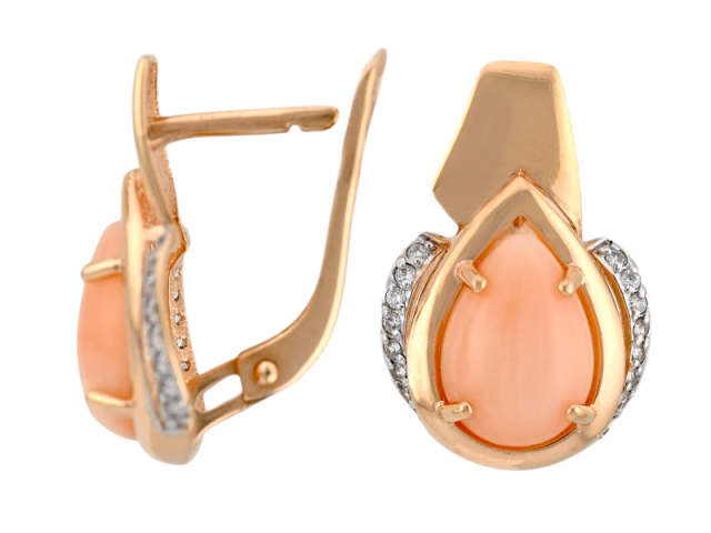 Золотые серьги с кораллом 0