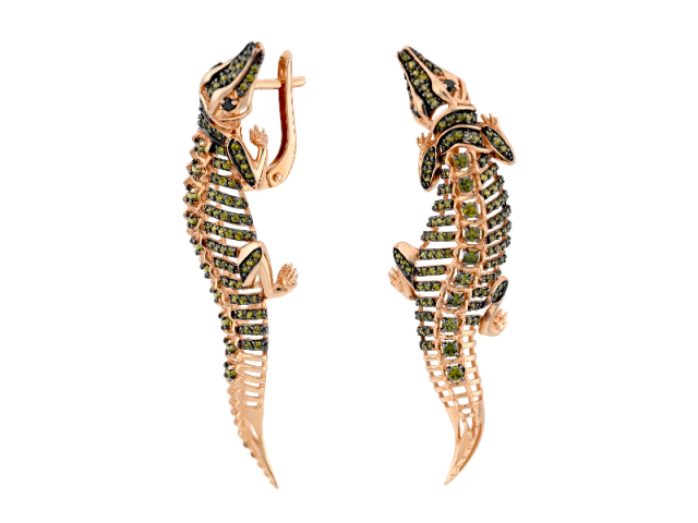 Золотые серьги в виде "Крокодила" 0