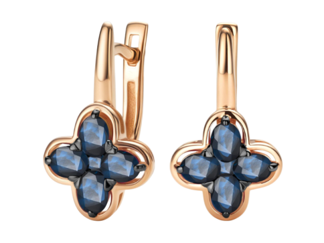 Золотые серьги с сапфиром 0