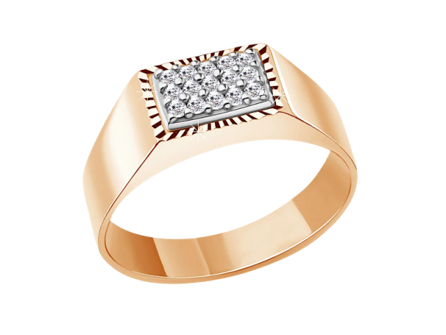 Золотая печатка с фианитами 21р 0