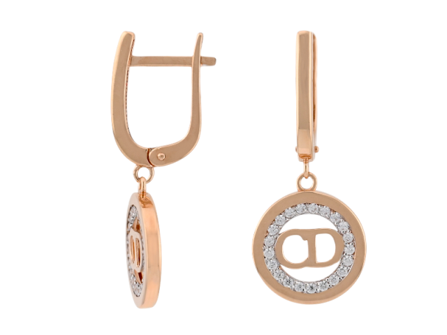 Золотые серьги с фианитами  0