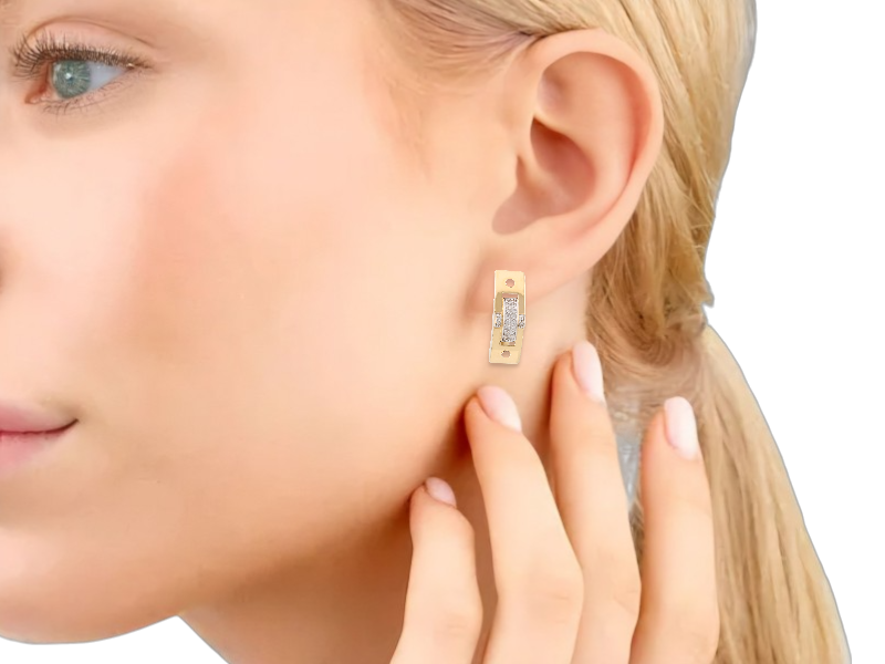 Золотые серьги с фианитами  1