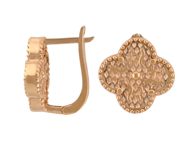 Золотые серьги в виде клевера 0