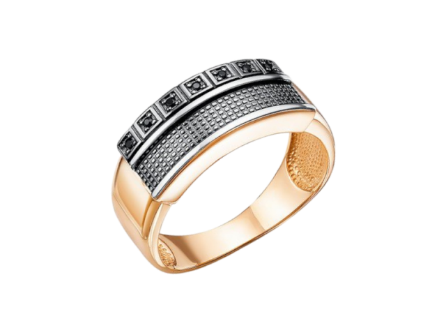 Золотая печатка с черными Фианитами 22р                                           0