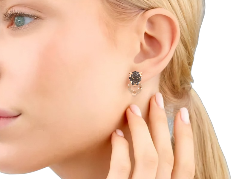 Золотоые серьги "Пантера " 1