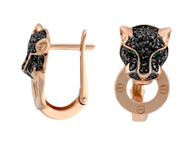 Золотоые серьги "Пантера " 0