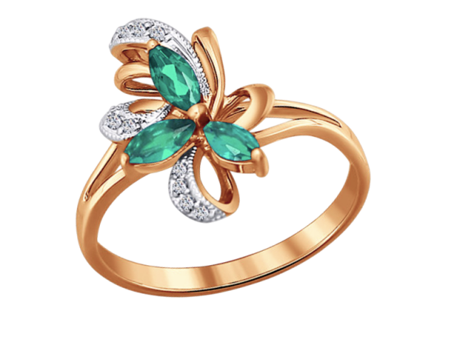 Золотое кольцо с Изумрудами и Бриллиантами 16.5р 0