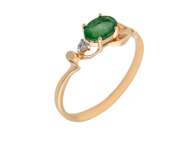 Золотое кольцо с Изумрудом и бриллиантом16.5р 0