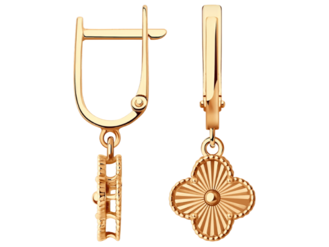 Золотые серьги с алмазной гранью 0