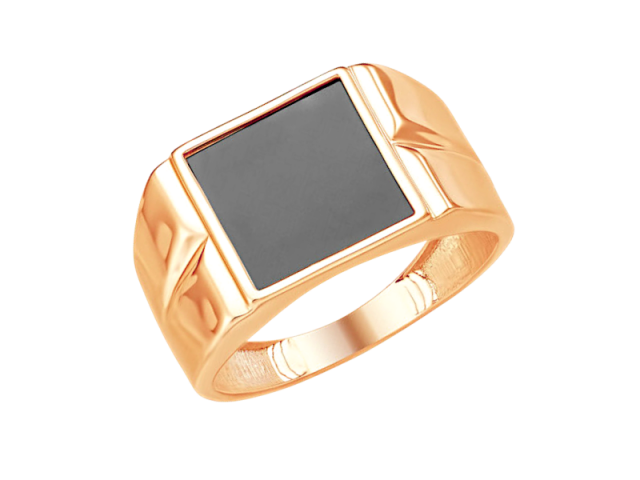 Золотая печатка с Черным фианитом 19.5р 0