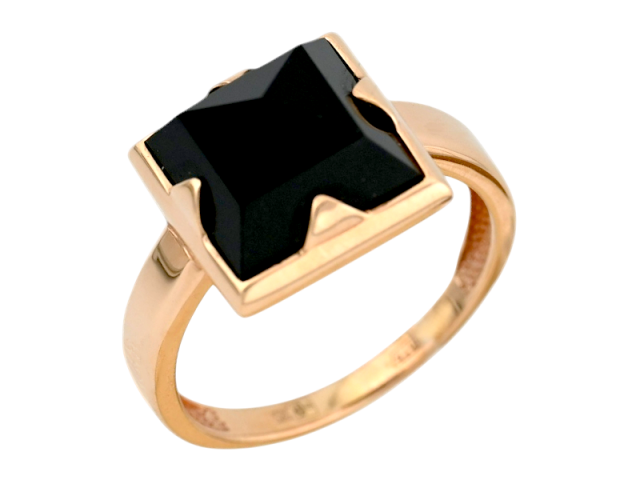 Золотое кольцо с ониксом 17.5р. 0