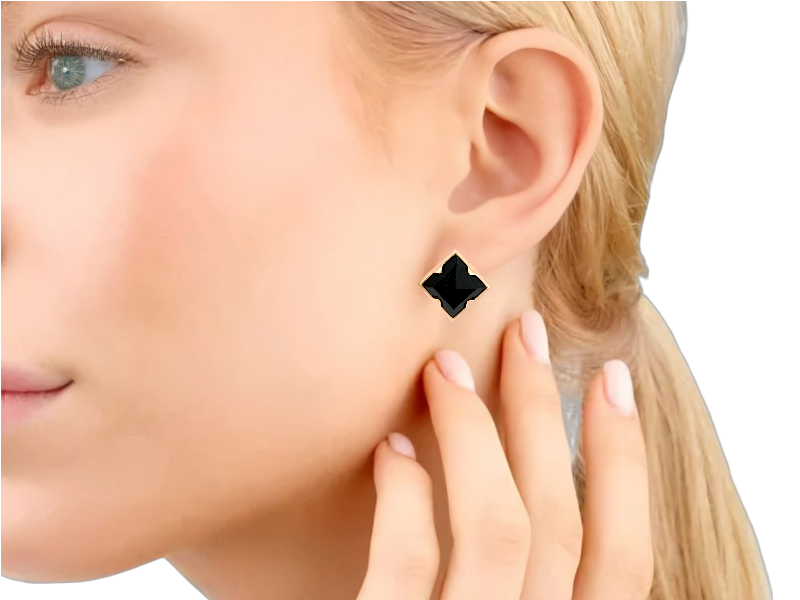 Золотые серьги с ониксом 2