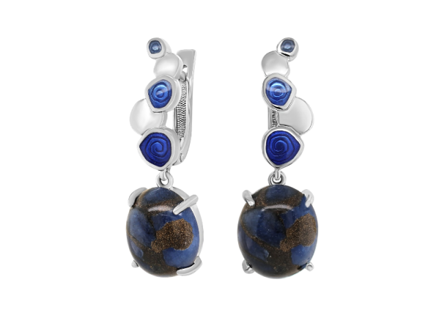 Серебряные серьги с устричной бирюзой 0