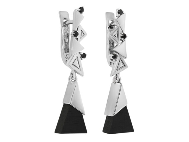 Серебряные серьги с деревом Граб 0