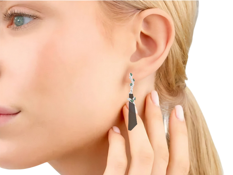 Серебряные серьги с деревом Граб 1