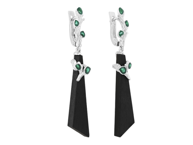 Серебряные серьги с деревом Граб 0