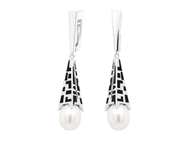 Серебряные серьги с жемчугом 0