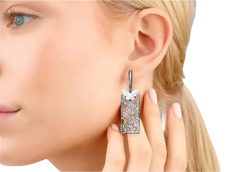 Серебряные серьги с перламутром 1