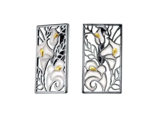 Серебряные серьги с эмалью 0