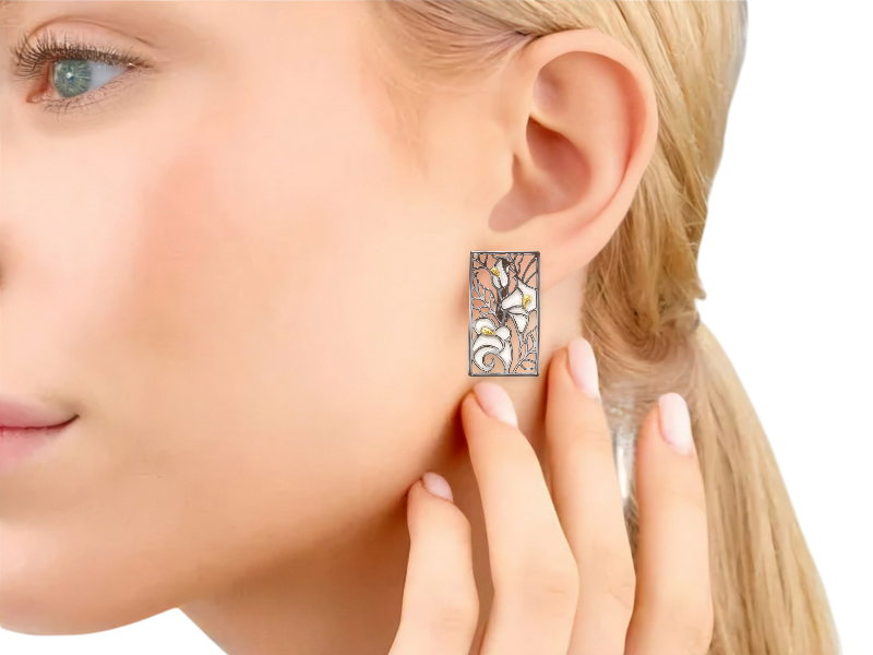 Серебряные серьги с эмалью 1