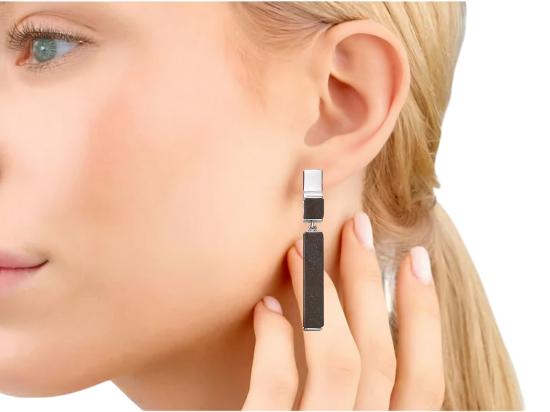 Серебряные серьги с деревом Граб 1