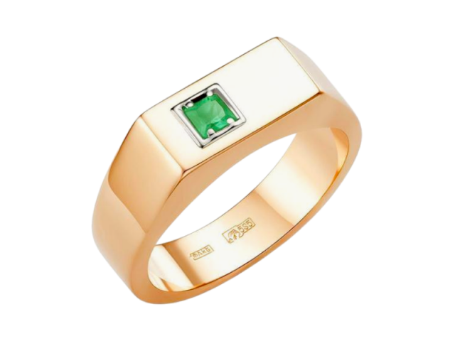 Золотая печатка с Зелёным Ониксом 21р 0