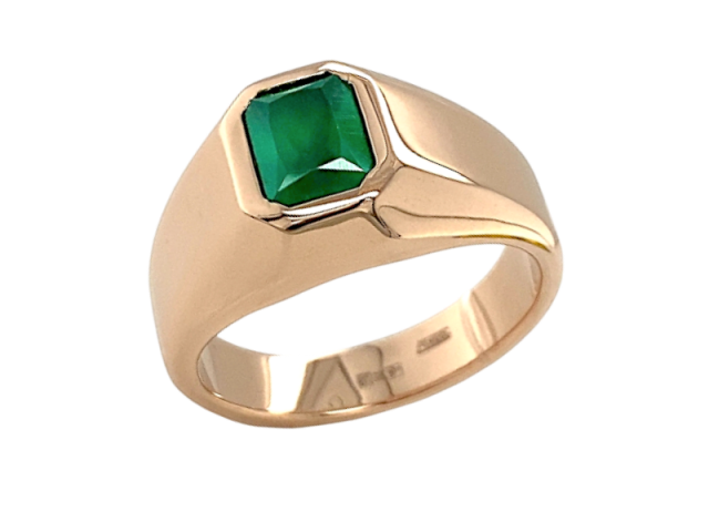 Золотая печатка с Зелёным Ониксом 23р 0