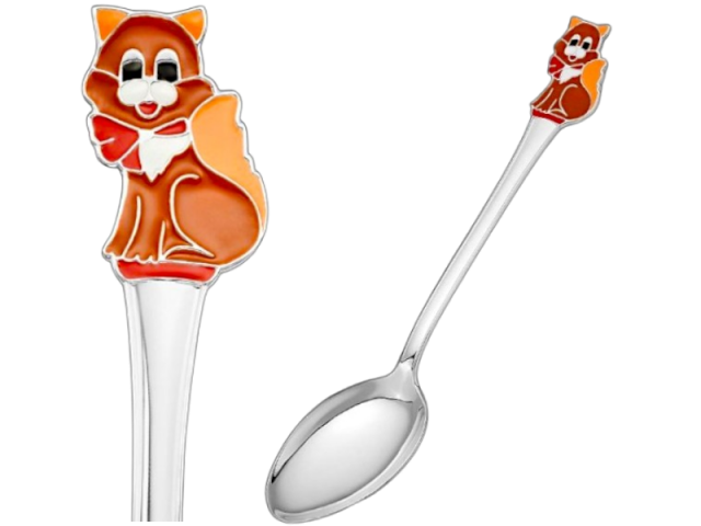 Серебряная ложка, чайная "Кот" 0