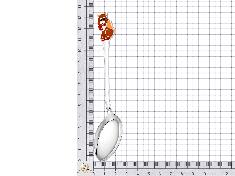 Серебряная ложка, чайная "Кот" 1