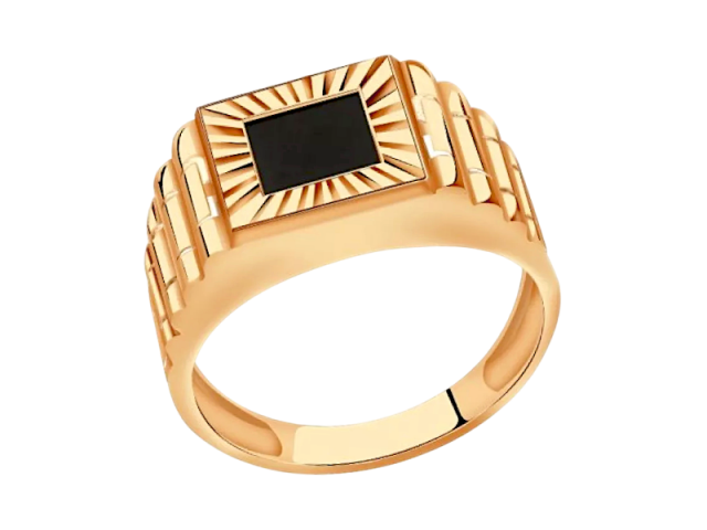 Золотая печатка с Черным фианитом 20р 0