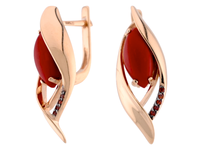 Золотые серьги с кораллом 0