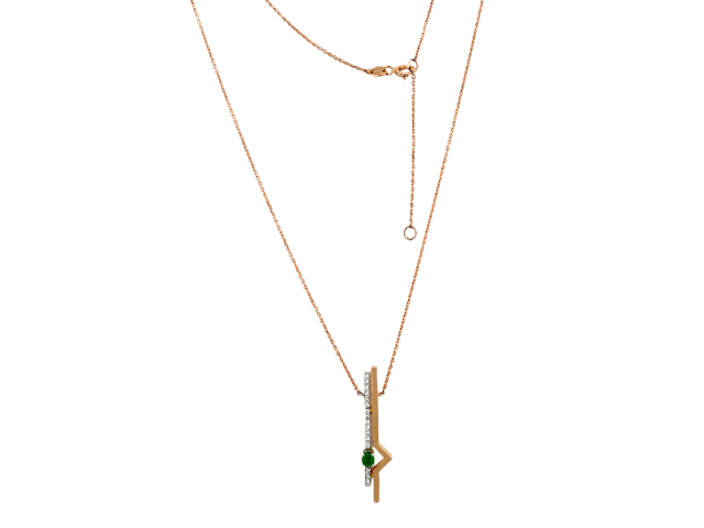 Золотое колье с бриллиантами и изумрудом 0