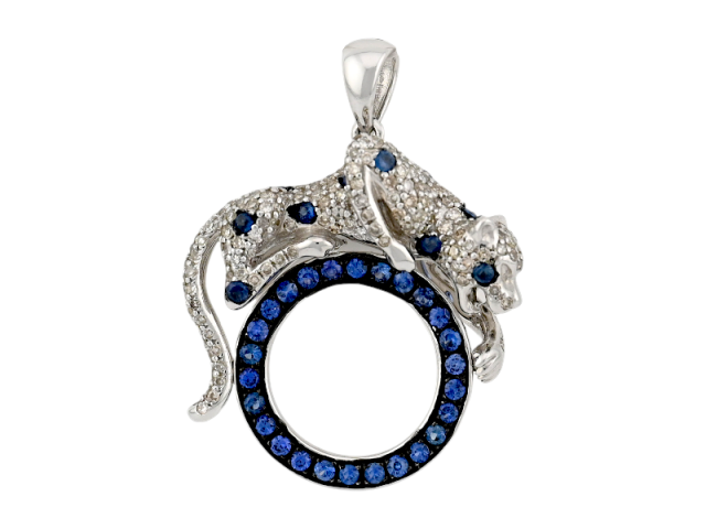 Золотая подвеска с бриллиантами и сапфирами 0