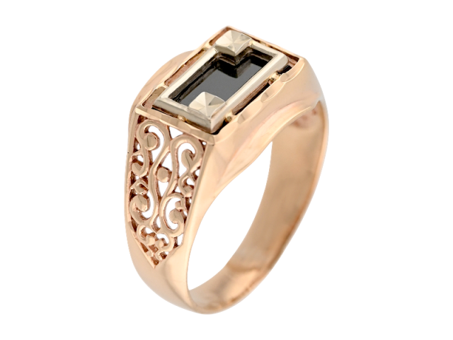 Золотая печатка с Черным фианитом 20р 0