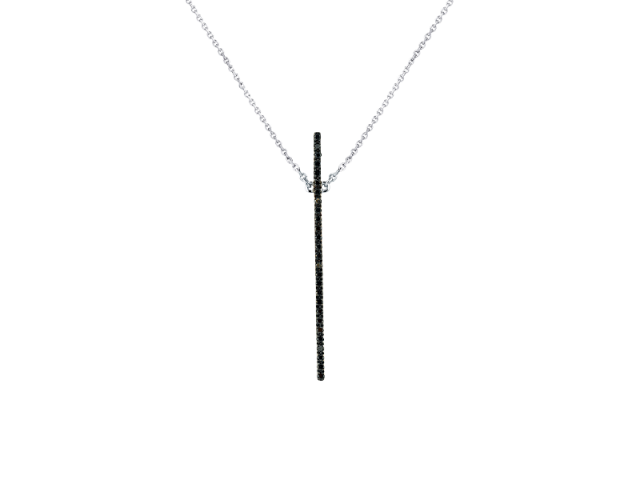 Золотое колье из белого золота с черными бриллиантами 0