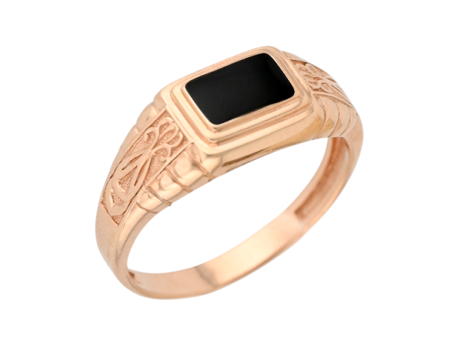 Золотая печатка с Черным фианитом 19.5р. 0