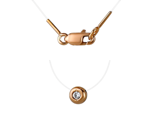 Золотое колье на леске с фианитом 0