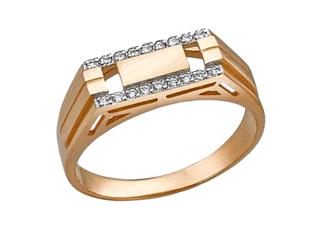 Золотая печатка с фианитами 18.5р 0