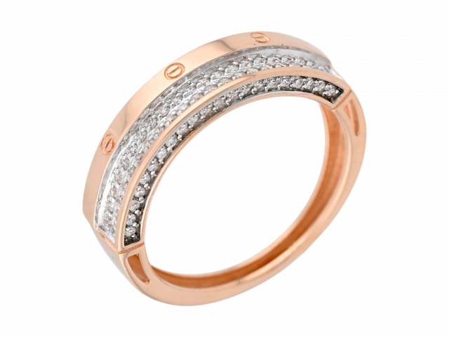 Золотое кольцо с фианитами 17.5р. 0