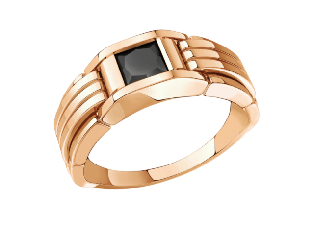 Золотая печатка с Черным фианитом 19р 0