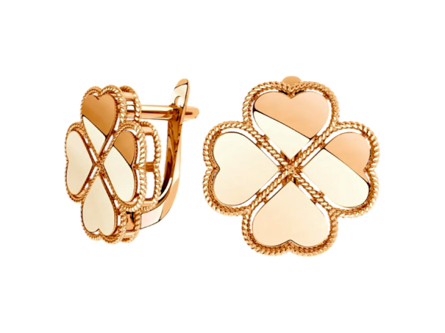 Золотые серьги в виде клевера 0
