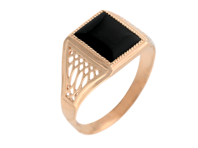 Золотая печатка с черным Агатом 23р. 0