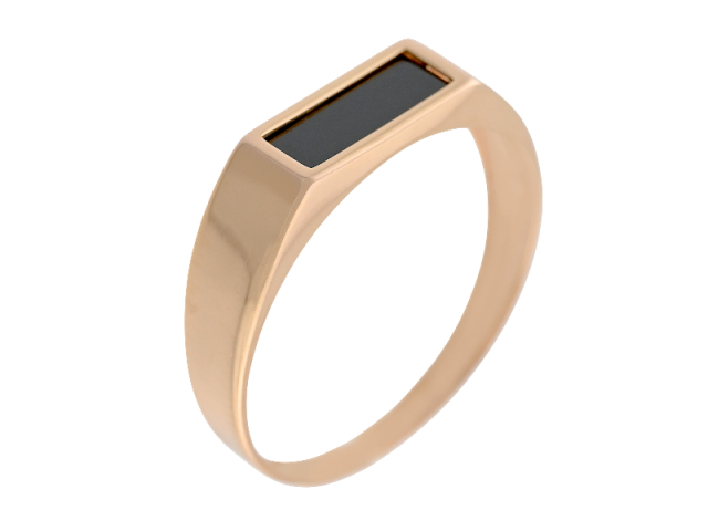 Золотая печатка с чёрным Фианитом 21.5р 0