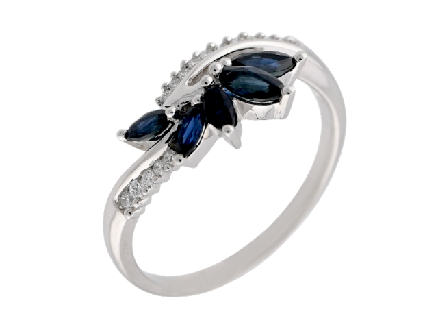 Золотое кольцо с Сапфирами и Бриллиантами 17.5р 0