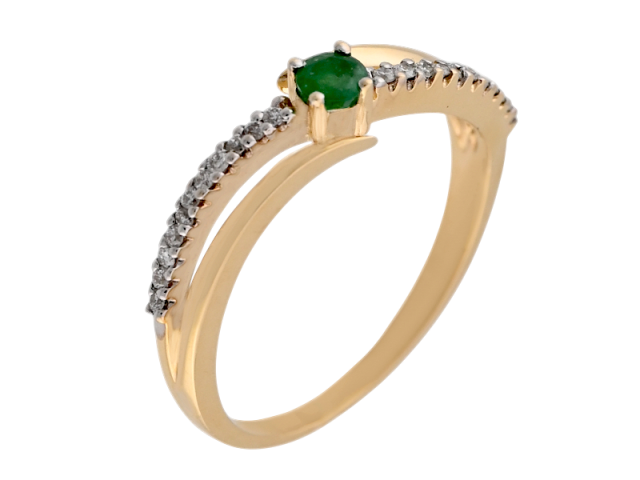 Золотое кольцо с изумрудом и бриллиантами 0